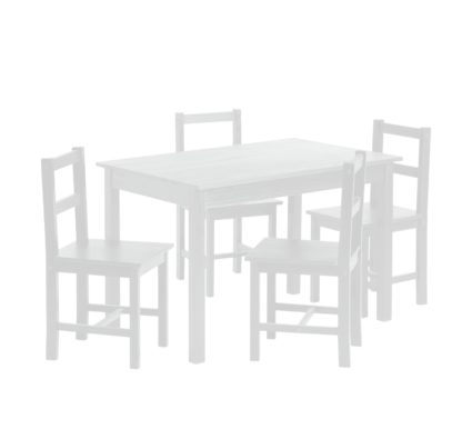 eff023c36c24e7662f1b150c8e705b72ce1fdb033e0ab58d7b115b8146ab232d.jpg An Image of Argos Home Raye Solid Wood Dining Table & 4 White Chairs