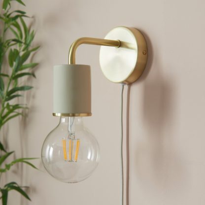 An Image of Shore Light Jaida Metal Plug in Wall Light - Beige