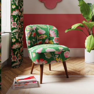 An Image of Elsie Joy Floral Print Cocktail Chair Joy Floral Green