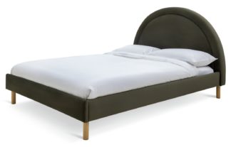 An Image of Habitat Sol Sunrise Kingsize Velvet Bed Frame - Olive