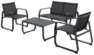 An Image of Argos Home Trelew 4 Seater Metal Patio set - Black