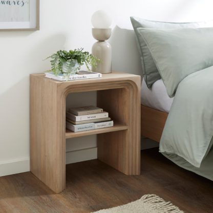 An Image of Romy Bedside Table, Mango Wood Whitewashed Wood