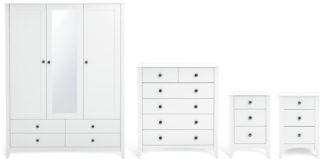 An Image of Habitat Minato 4 Piece 3 Door Wardrobe Set - White