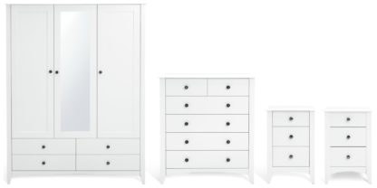 An Image of Habitat Minato 4 Piece 3 Door Wardrobe Set - White