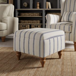 An Image of Oswald Stripe Storage Footstool Folkstone Blue