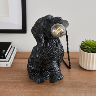 An Image of Reggie the Cockapoo Resin Table Lamp Black