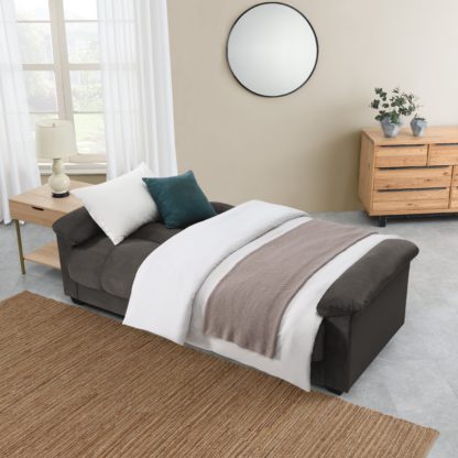 An Image of Margo Velvet Sofa Bed With Storage Black