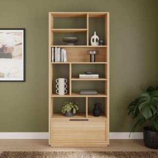 An Image of Hardy Slim Bookcase With Drawer, Oak Effect Oak