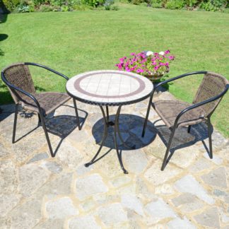 An Image of Henderson 71cm Bistro Table with 2 Springdale Chairs Set Brown