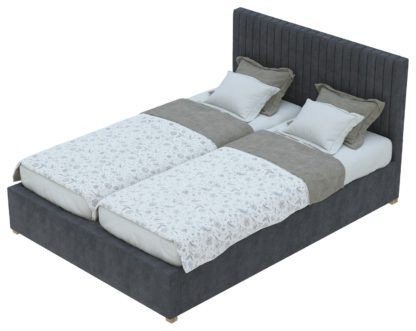 An Image of Aspire Grant Superking Linen Adjustable Bed Frame- Off White