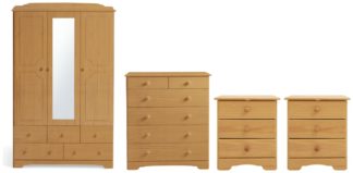 An Image of Argos Home Nordic 4 Piece 3 Door Wardrobe Set - Pine