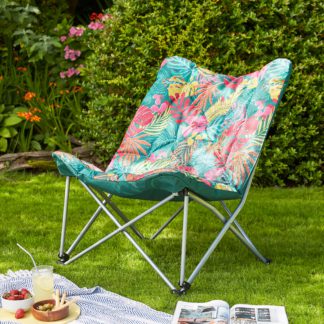 An Image of Padded Butterfly Chair, Tropical Print Multi Coloured