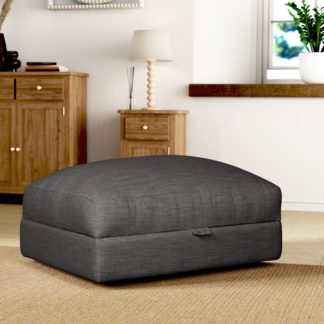 An Image of Hattie Slub Faux Linen Storage Footstool Slub Faux Linen Grey