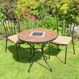 An Image of Harrison 71cm Bistro Table with 2 Milton Chairs Set Brown