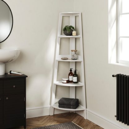 An Image of Nautical Corner Ladder Shelving Unit White