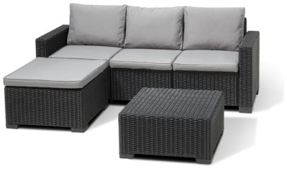 An Image of Keter California 3 Seater Corner Garden Sofa Set - Grey