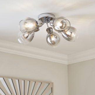 An Image of Sylvia 5 Light Semi Flush Ceiling Light Silver