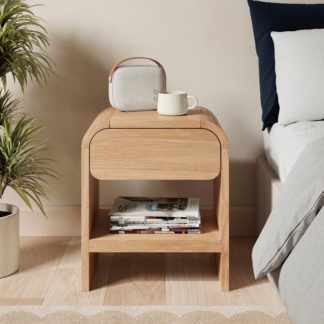 An Image of Bennett 1 Drawer Bedside Table, Light Oak Wood (Brown)