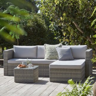An Image of Alexandria Rattan Effect Garden Corner Sofa Set - Natural