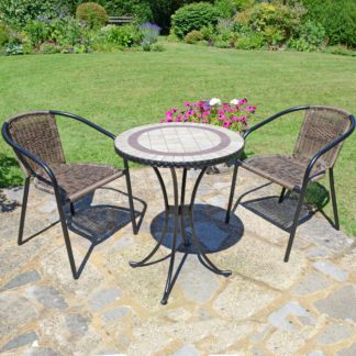 An Image of Henderson 60cm Bistro Table with 2 Springdale Chairs Set Brown