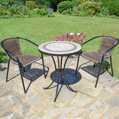 An Image of Henderson 60cm Bistro Table with 2 Springdale Chairs Set Brown