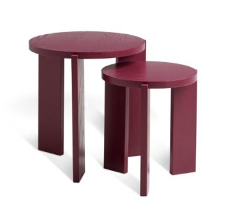 An Image of Habitat Xylo Solid Wood Nest of 2 Tables - Cherry Red