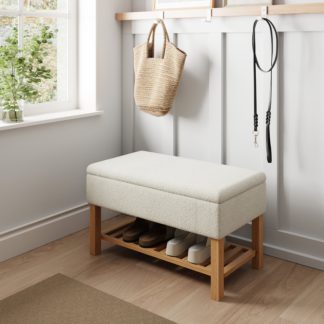 An Image of Wooden Storage Bench, Ivory Sherpa Sherpa Ivory