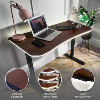 An Image of X Rocker Living Woodgrain Desk with Wireless Charging, 110x55cm Walnut