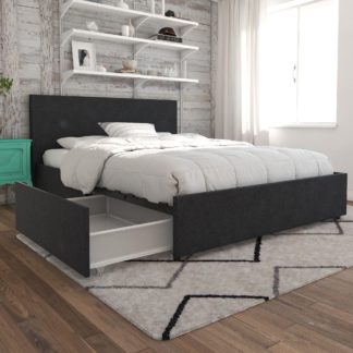 An Image of Novogratz Kelly Linen 4 Drawer Bed Grey