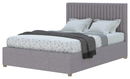 An Image of Aspire Grant Double Linen Adjustable Bed Frame - Off White