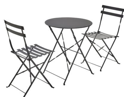 An Image of Habitat Eve 2 Seater Folding Metal Garden Bistro Set- Black