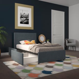 An Image of Novogratz Kelly Linen 2 Drawer Bed Navy