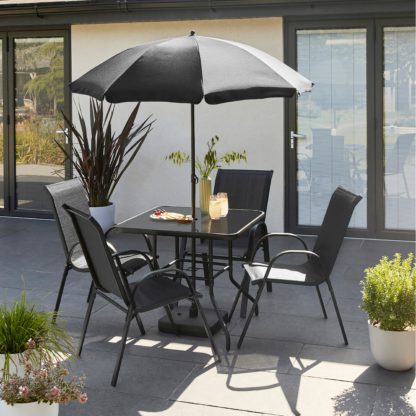 An Image of 6 Piece Garden Dining Set Grey