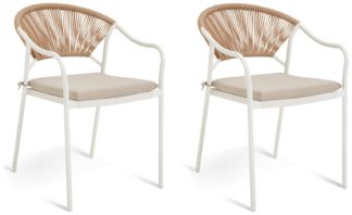 An Image of Habitat Elvas Set of 2 Rattan Effect Garden Chair - Natural