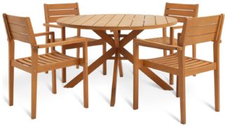 An Image of Habitat Richmond 4 Seater Wooden Patio Set - Light Wood