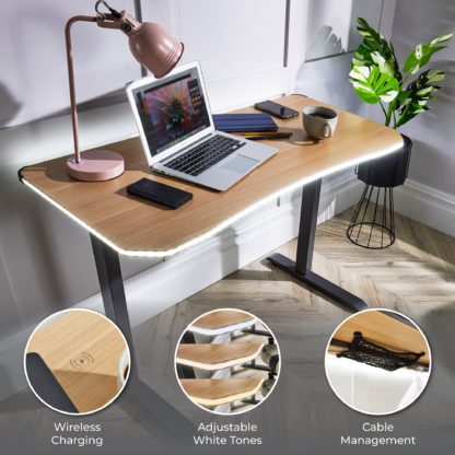 An Image of X Rocker Living Woodgrain Desk with Wireless Charging, 110x55cm Walnut
