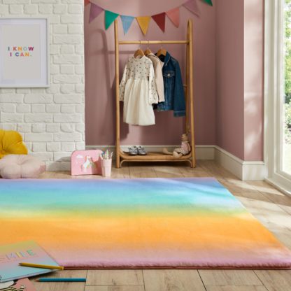 An Image of Ombre Vertical Supersoft Faux Fur Rug MultiColoured