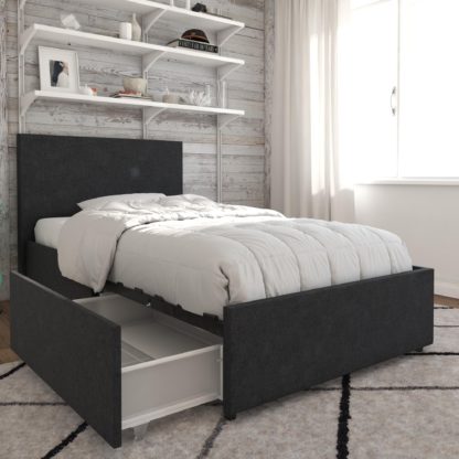 An Image of Novogratz Kelly Linen 2 Drawer Bed Navy