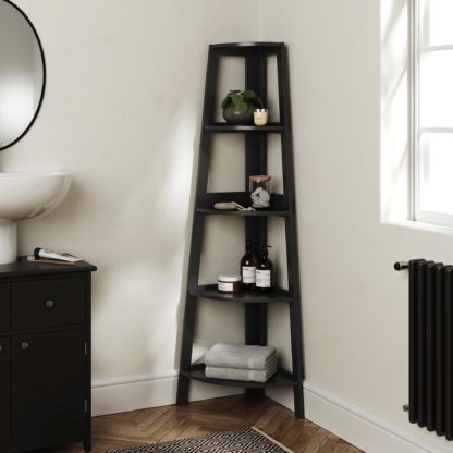 An Image of Nautical Corner Ladder Shelving Unit White