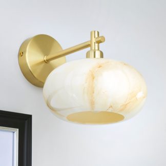 An Image of Lacey Alabaster Glass Wall Light Gold