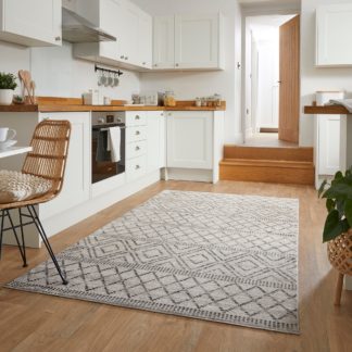 An Image of Millie Aztec Washable Rug Sadie Monochrome