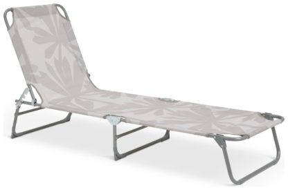 An Image of Habitat Folding Metal Sun Lounger - White