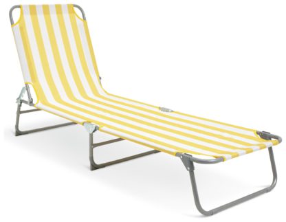 An Image of Habitat Folding Metal Sun Lounger - Blue