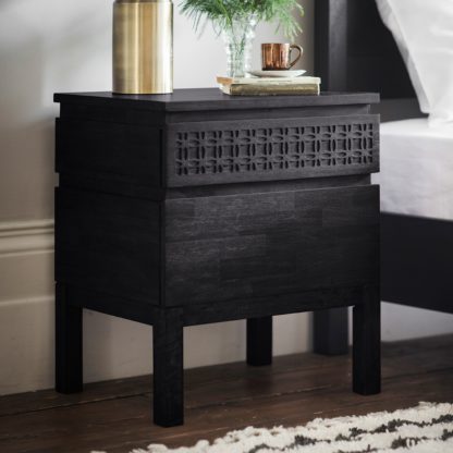 An Image of Baytown Boutique Bedside 2 Drawer Chest Black