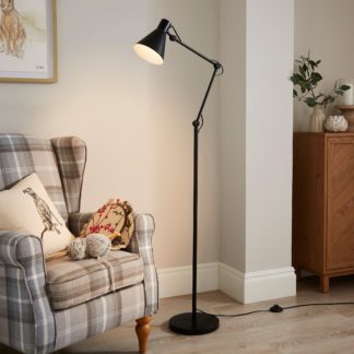 An Image of Lennix Industrial Metal Adjustable Floor Lamp Matt Black