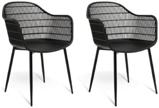 An Image of Habitat Serpa Set of 2 Plastic Garden Chairs - Black