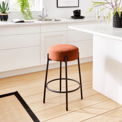 An Image of Alexis Boucle Bar Stool Orange Umber