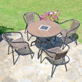 An Image of Harrison 91cm Patio Table with 4 Springdale Chairs Set Brown