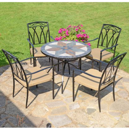 An Image of Memphis 91cm Patio Table with 4 Austin Chairs Set Green