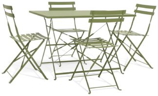 An Image of Habitat Eve 4 Seater Folding Metal Patio Set - Light Green